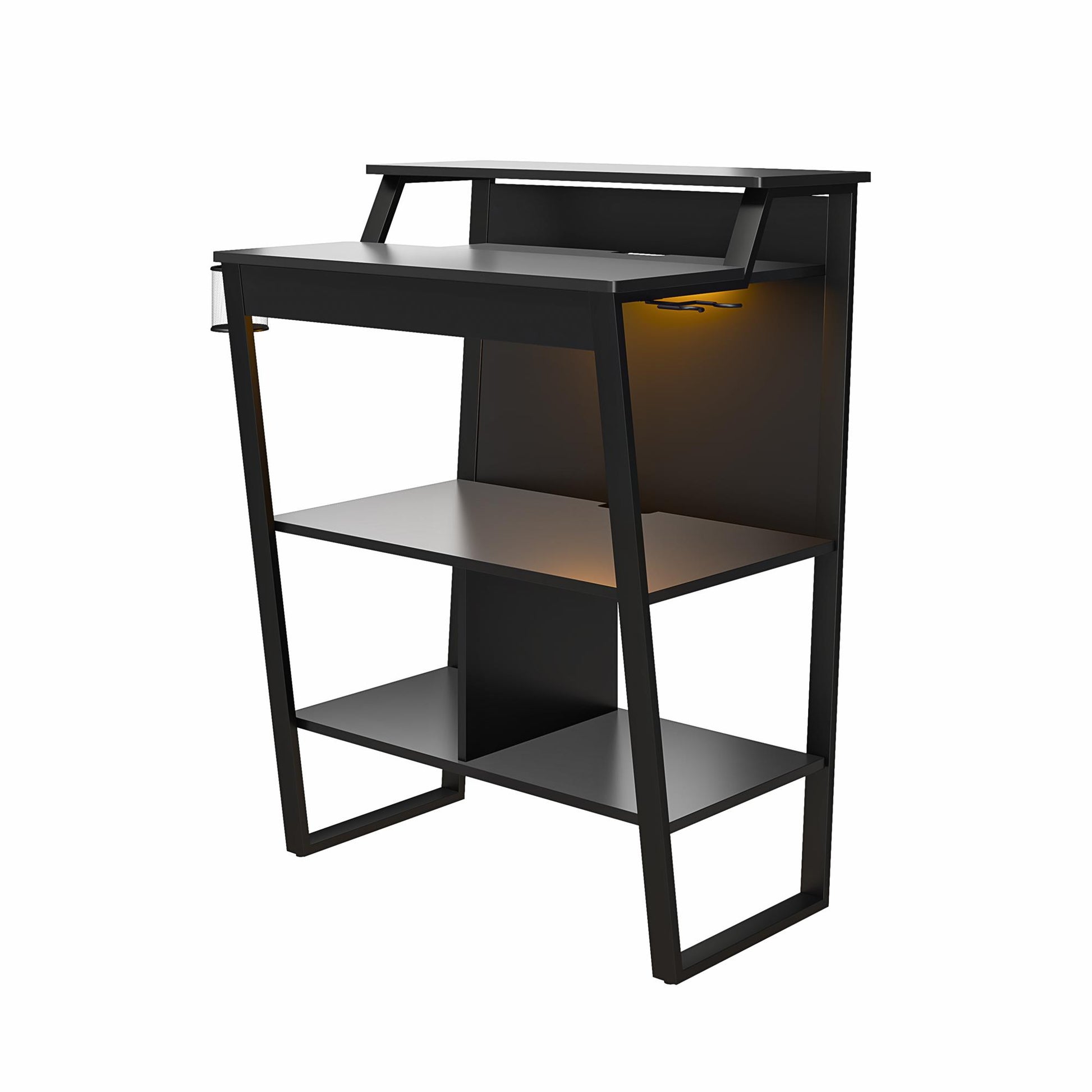 Genesis Standing Gaming Desk or Arcade Stand with LED Lights - Black