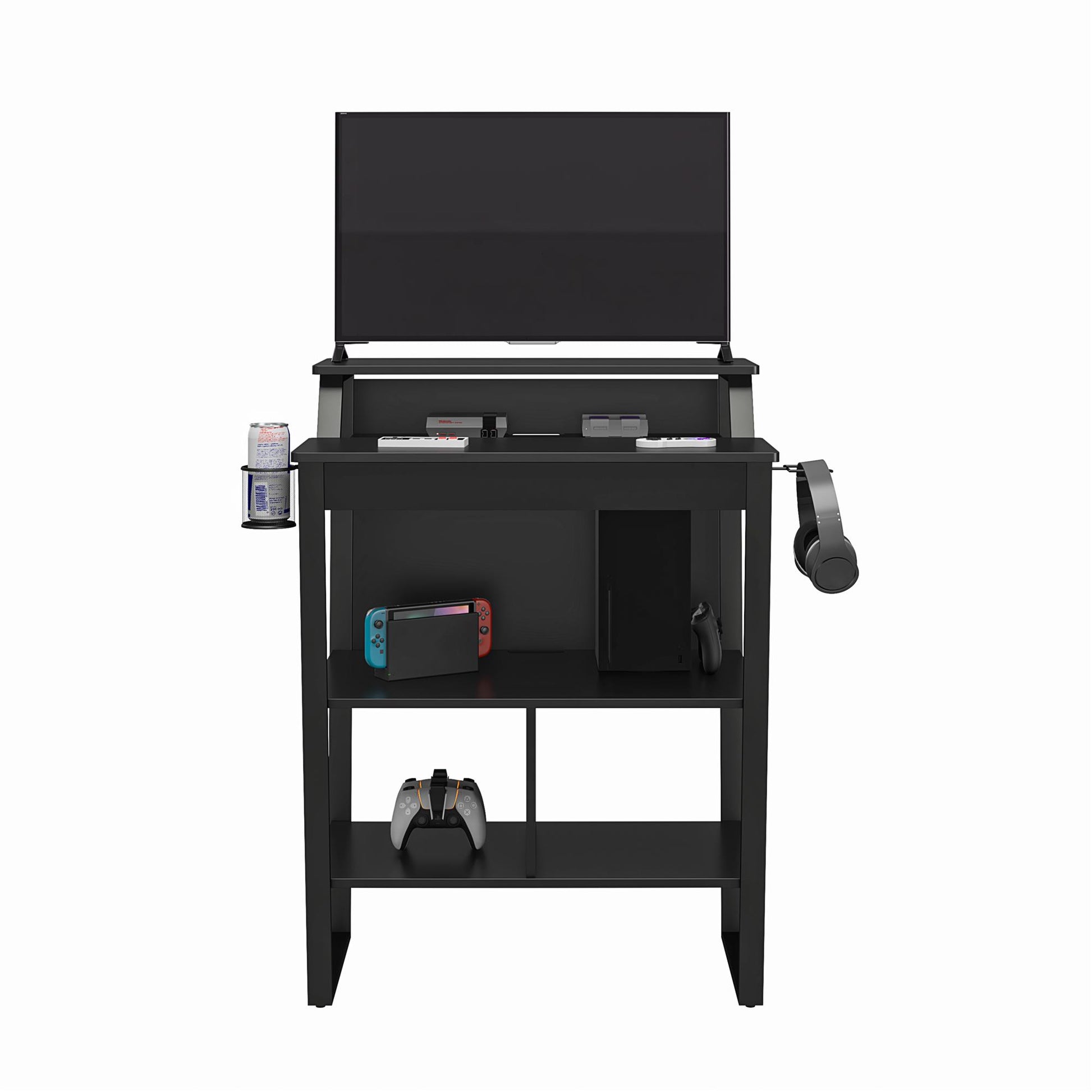 Genesis Standing Gaming Desk or Arcade Stand with LED Lights - Black