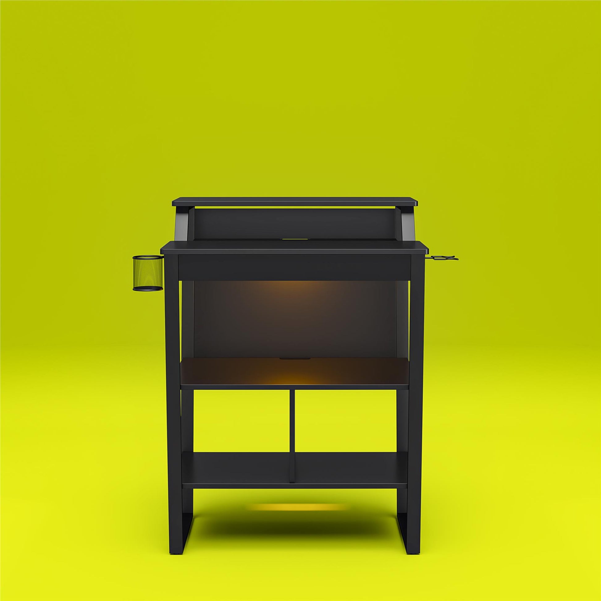 Genesis Standing Gaming Desk or Arcade Stand with LED Lights - Black