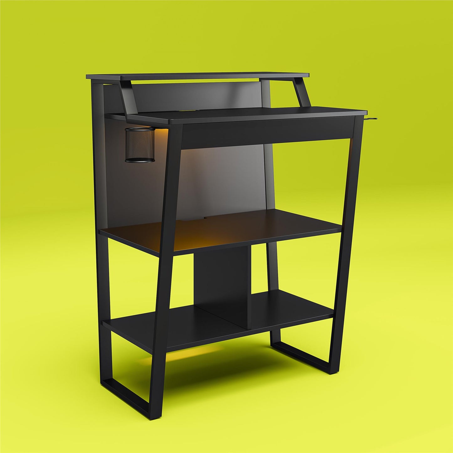 Genesis Standing Gaming Desk or Arcade Stand with LED Lights - Black