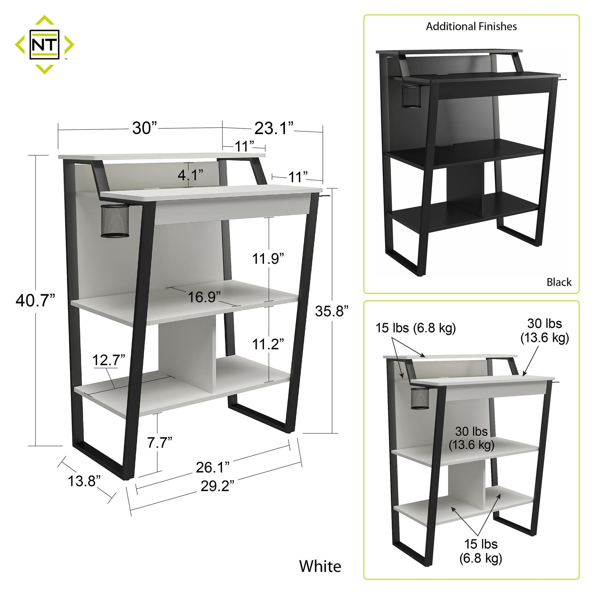 Genesis Standing Gaming Desk Arcade Stand - White