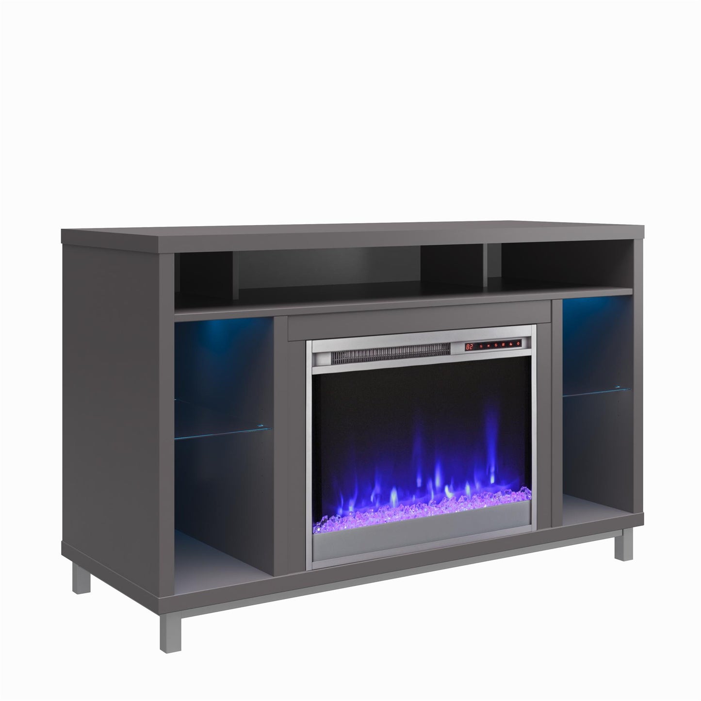 Lumina Fireplace TV Stand for TVs up to 48 Inch with 7 Color LED Lights - Graphite Grey - 46”-50”