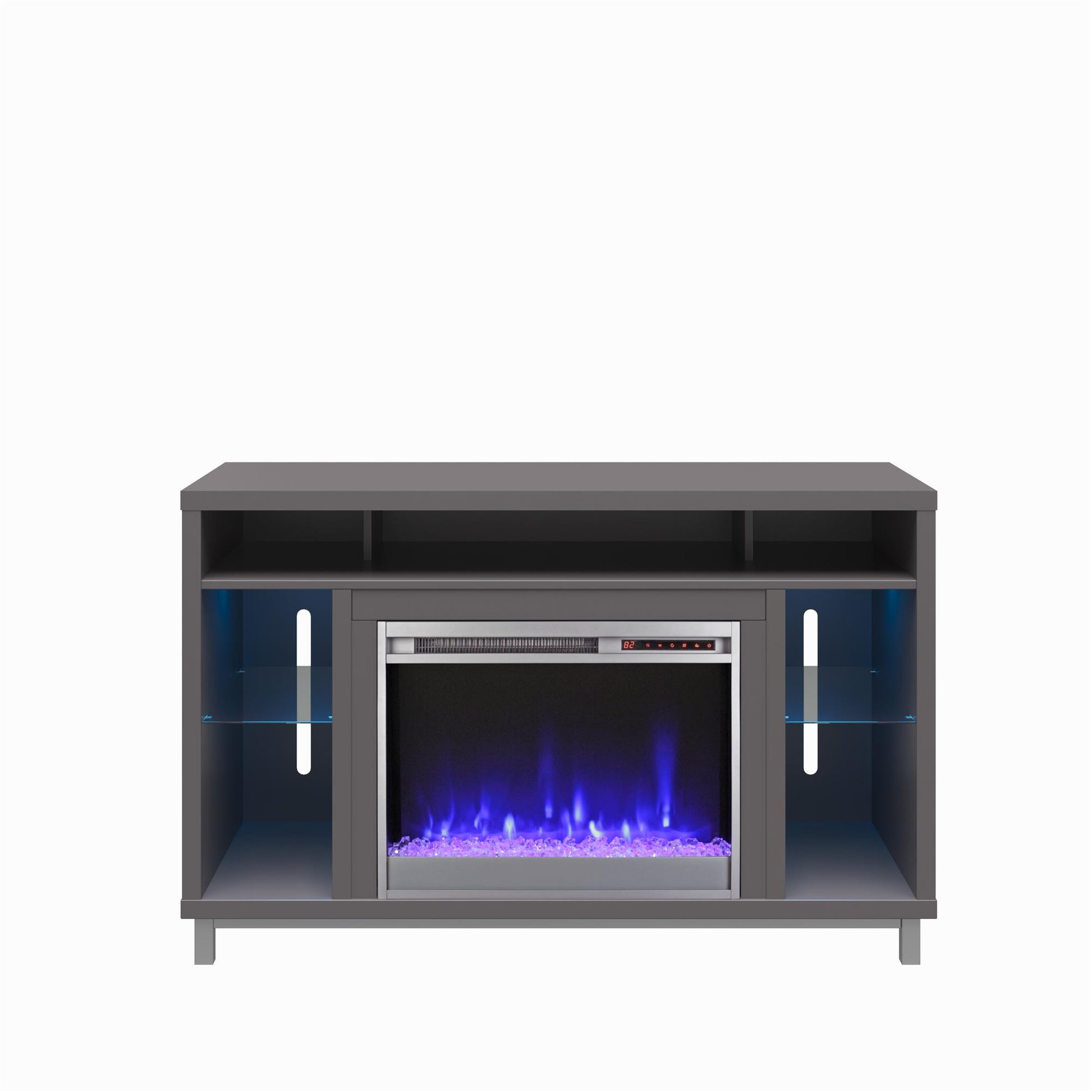 Lumina Fireplace TV Stand for TVs up to 48 Inch with 7 Color LED Lights - Graphite Grey - 46”-50”