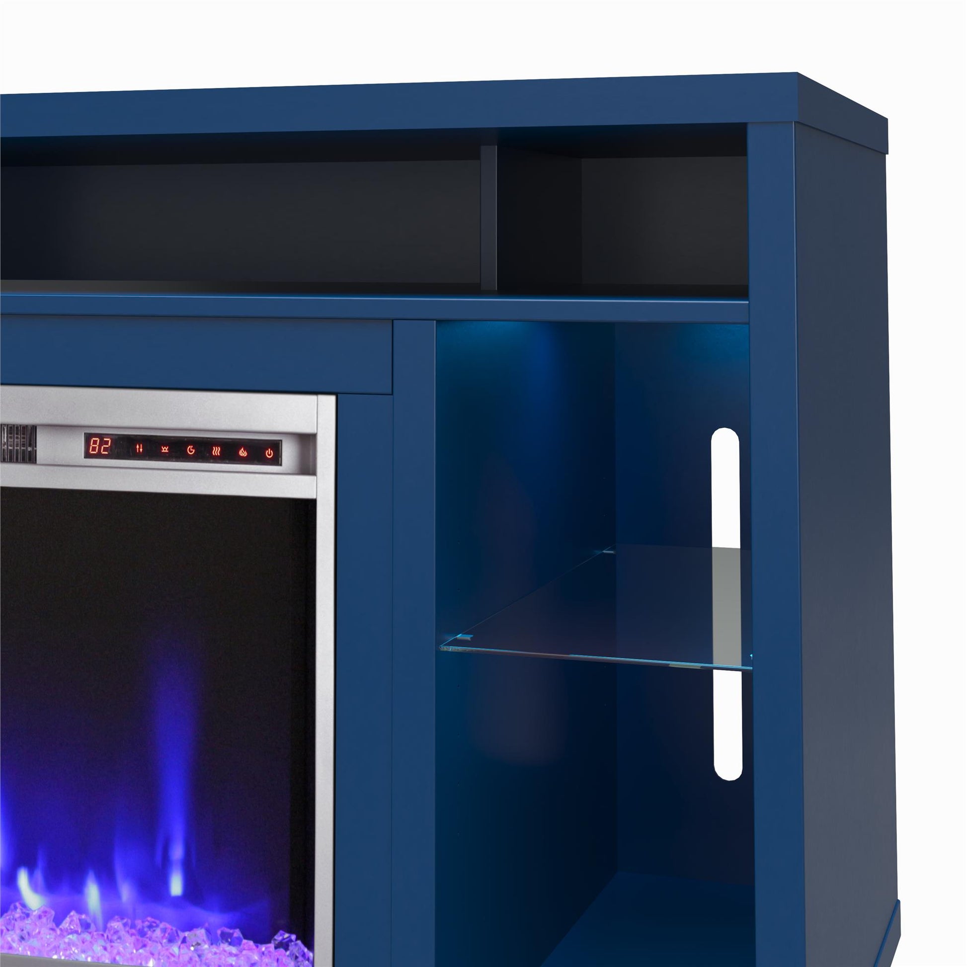 Lumina Fireplace TV Stand for TVs up to 48 Inch with 7 Color LED Lights - Navy - 46”-50”