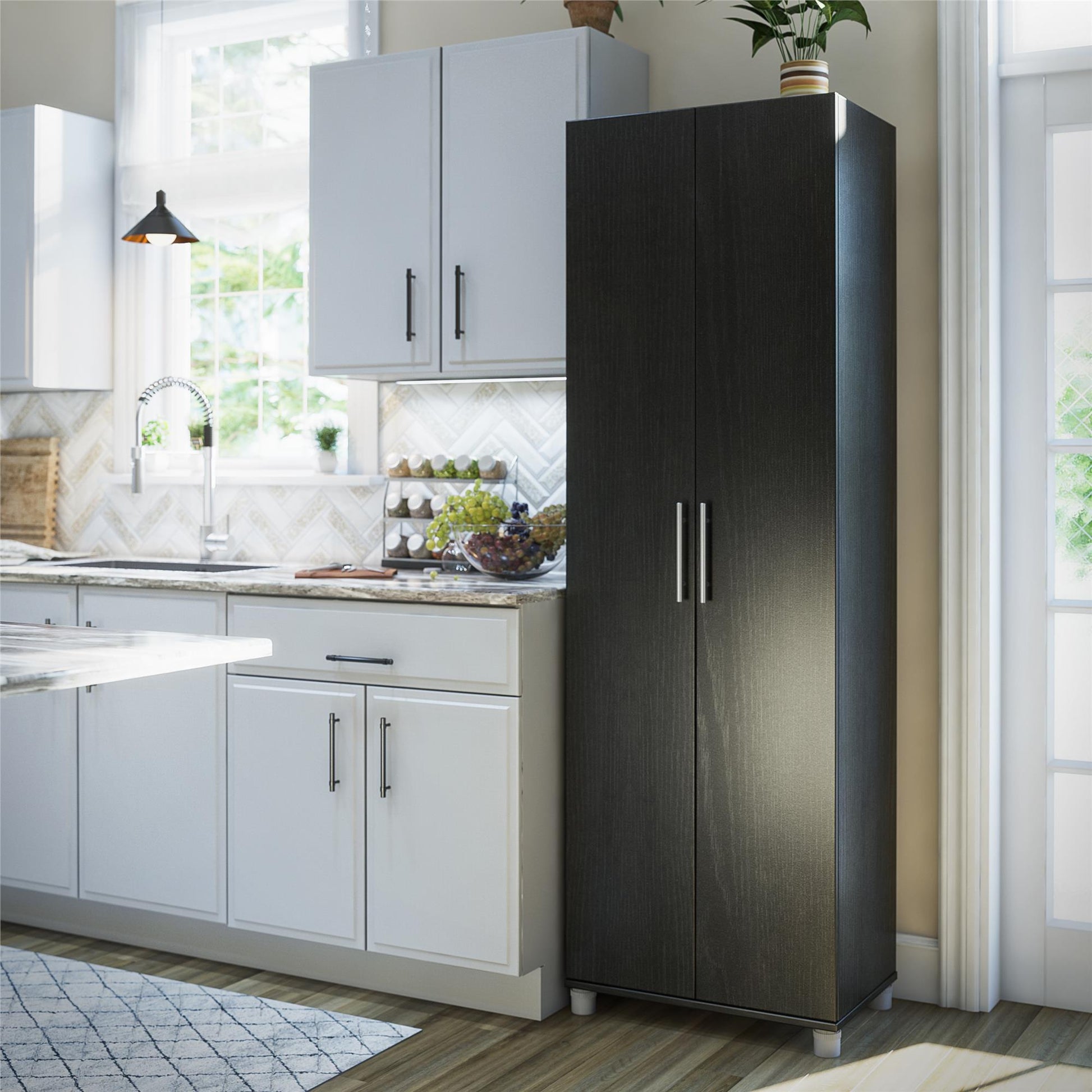 Camberly 24" Utility Storage Cabinet, Black Oak - Black Oak