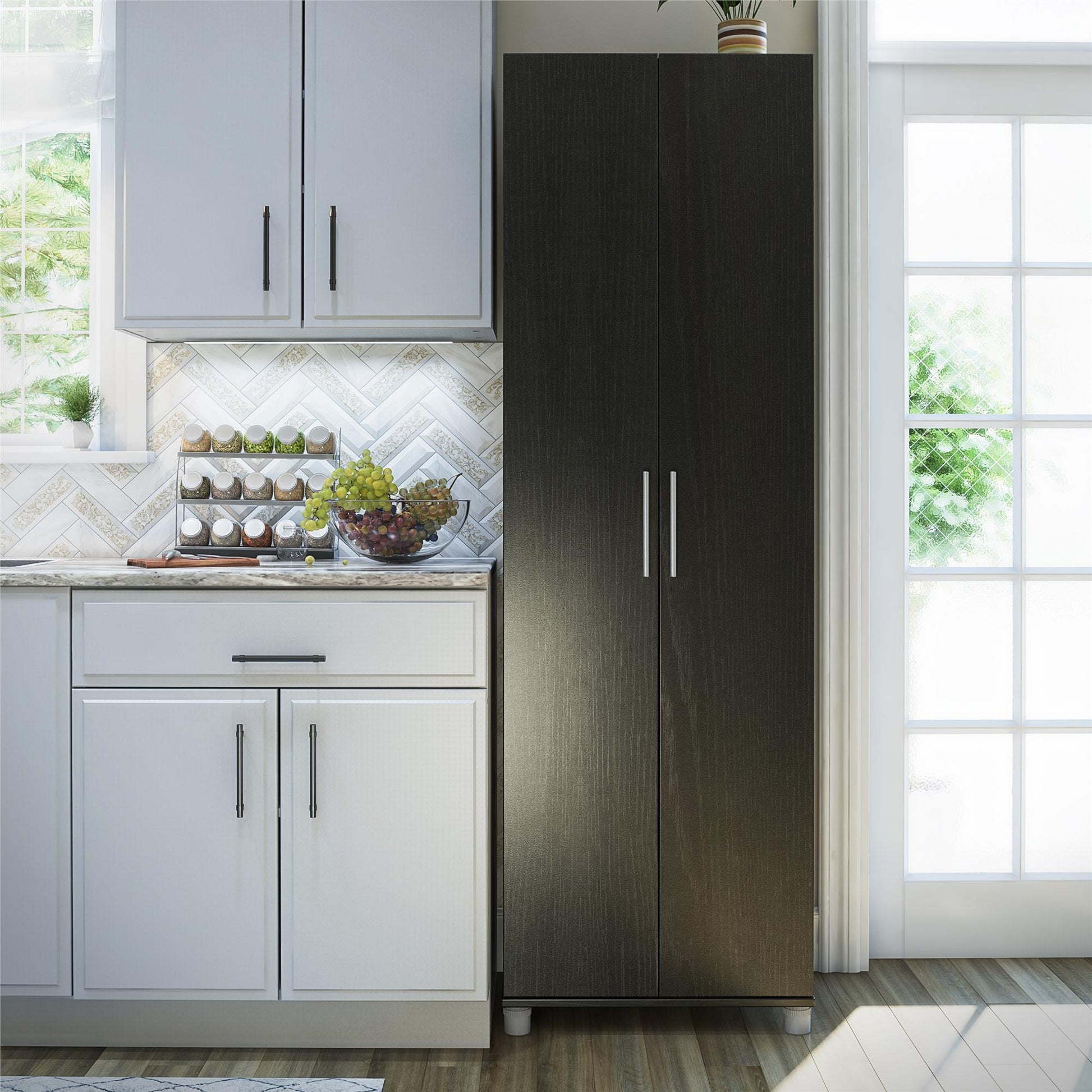 Camberly 24" Utility Storage Cabinet, Black Oak - Black Oak