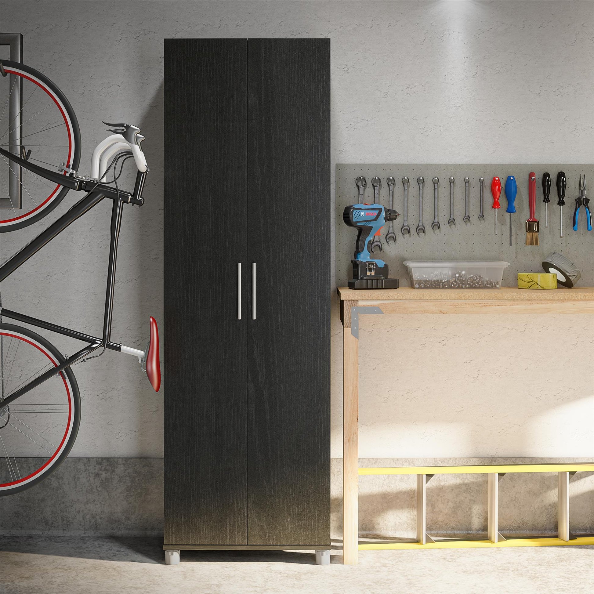 Camberly 24" Utility Storage Cabinet, Black Oak - Black Oak