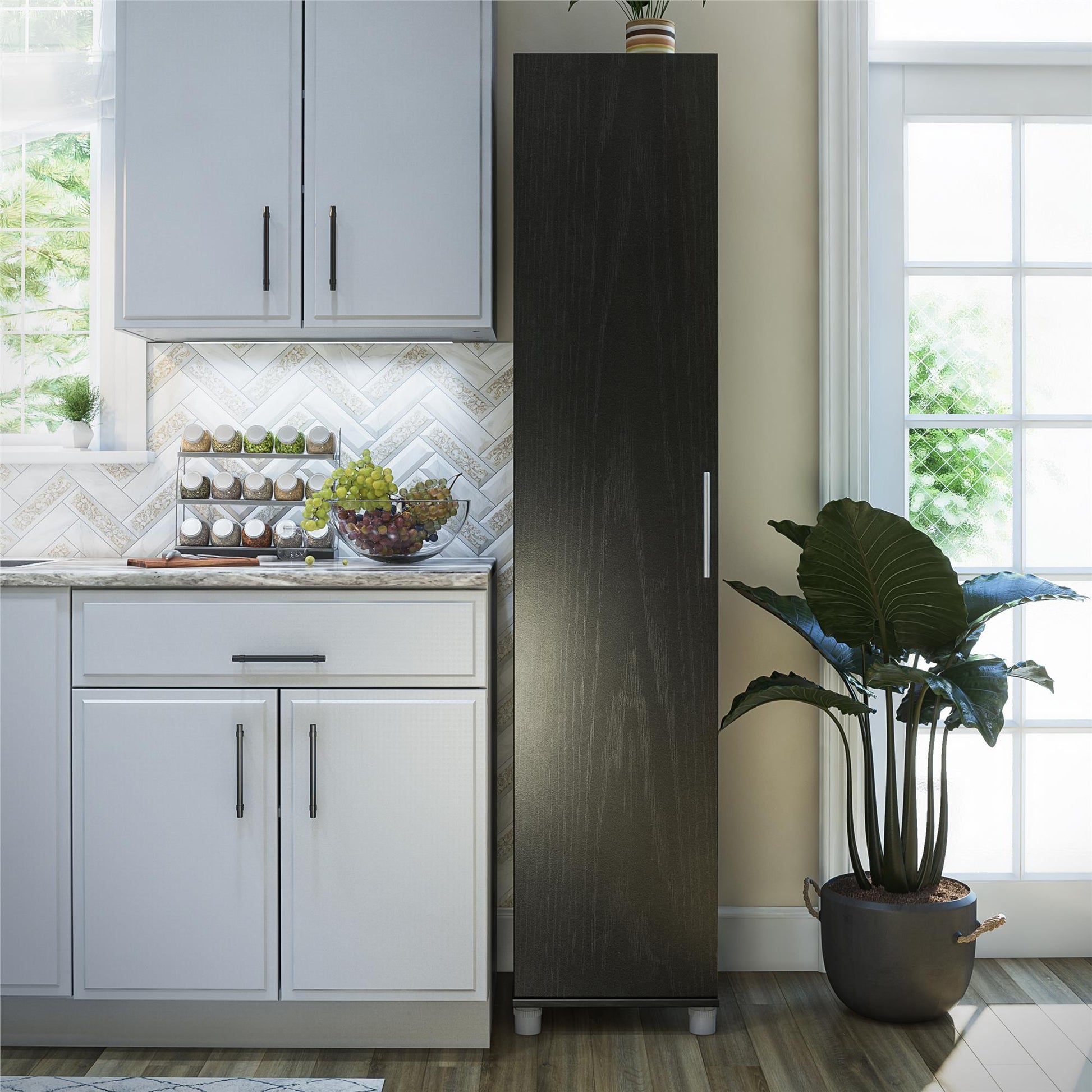 Camberly 16" Utility Storage Cabinet, Black Oak - Black Oak