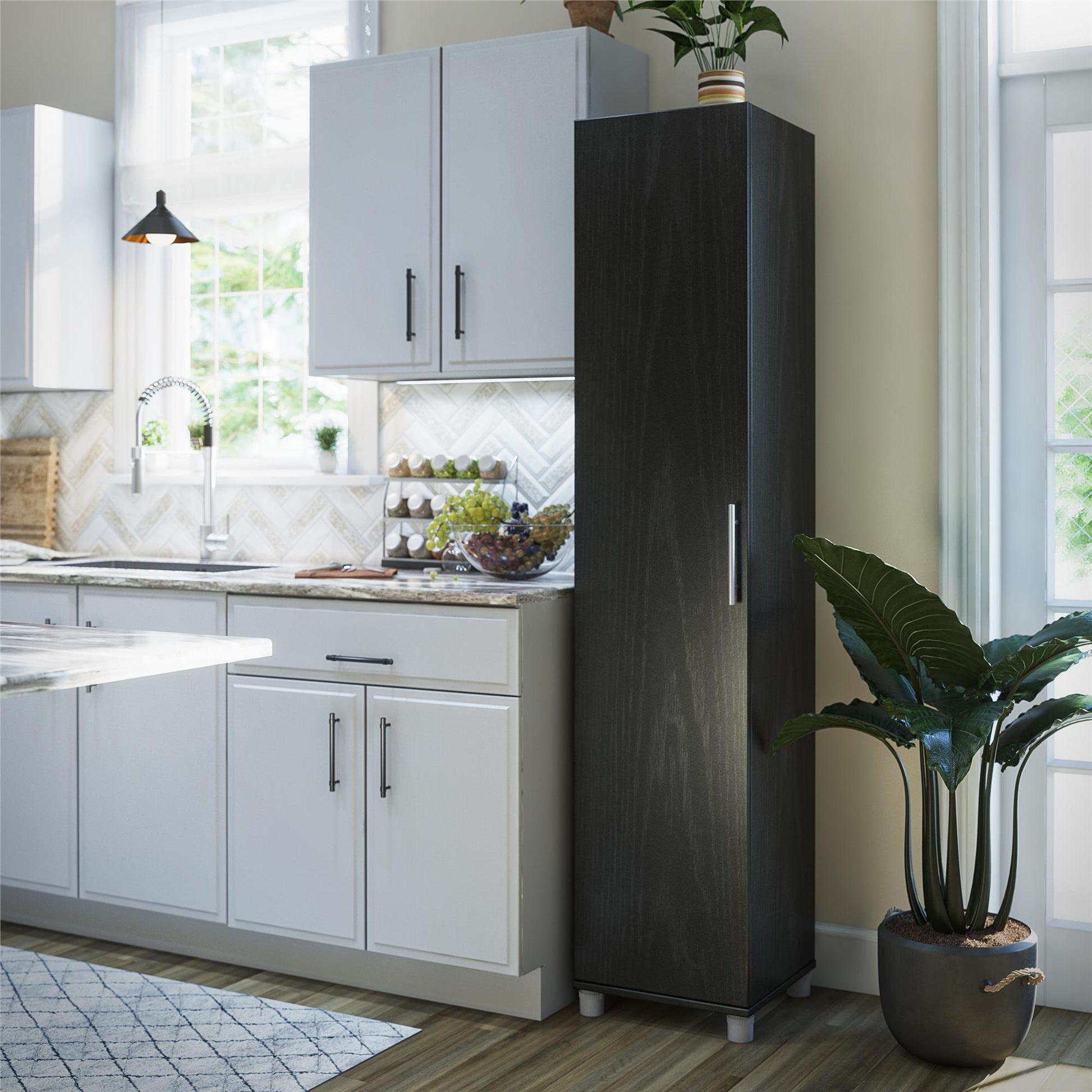 Camberly 16" Utility Storage Cabinet, Black Oak - Black Oak
