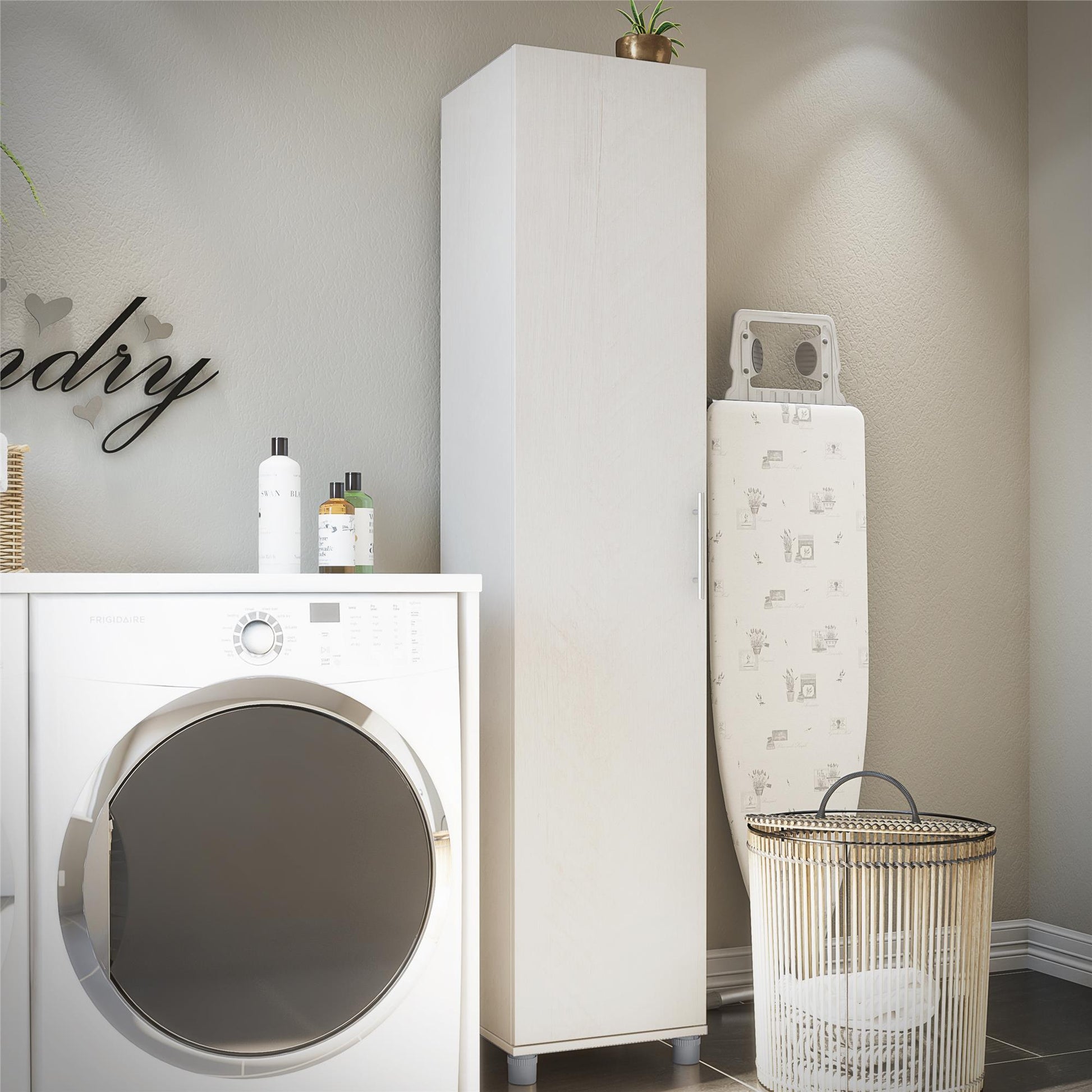 Camberly 16" Utility Storage Cabinet, Ivory Oak - Ivory Oak