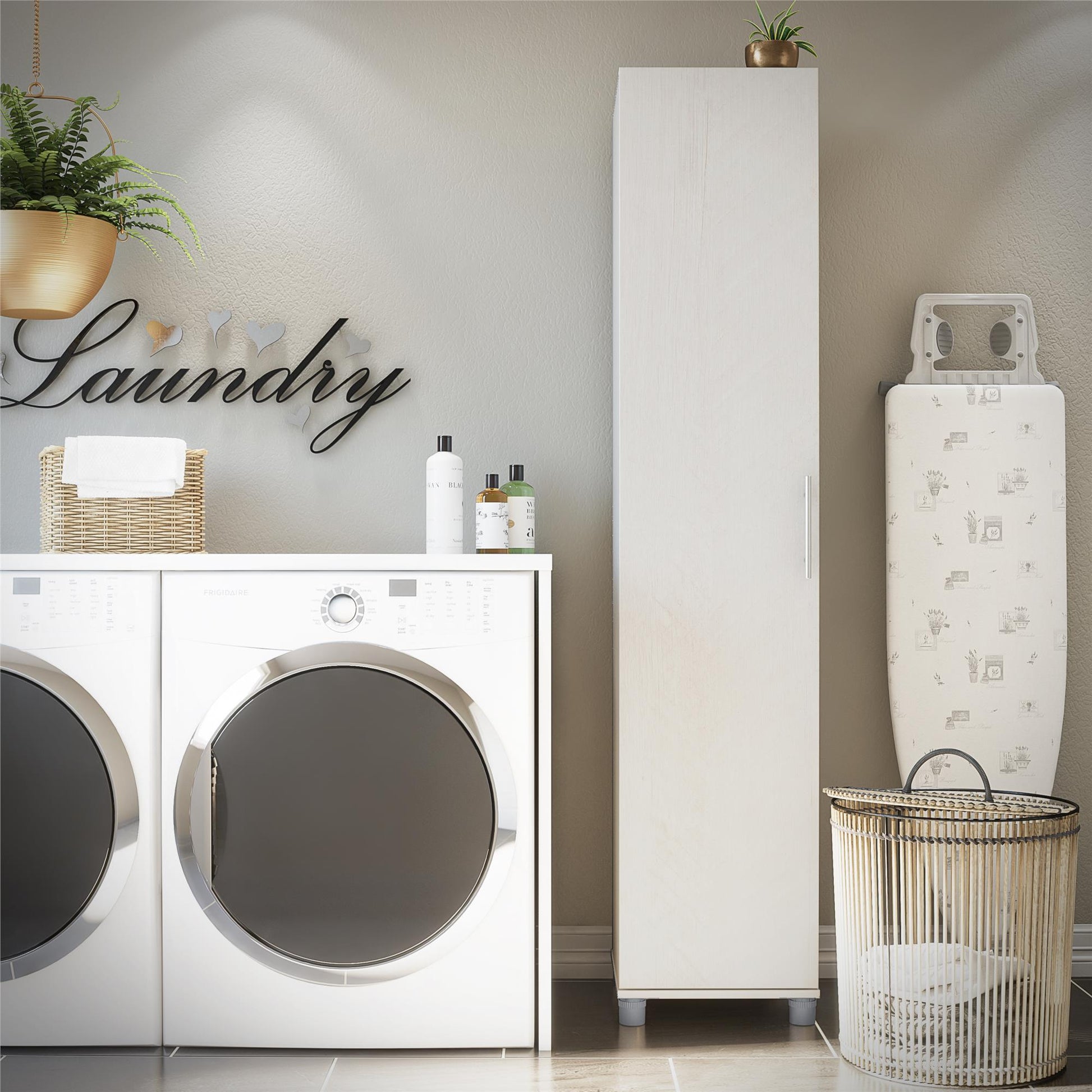 Camberly 16" Utility Storage Cabinet, Ivory Oak - Ivory Oak