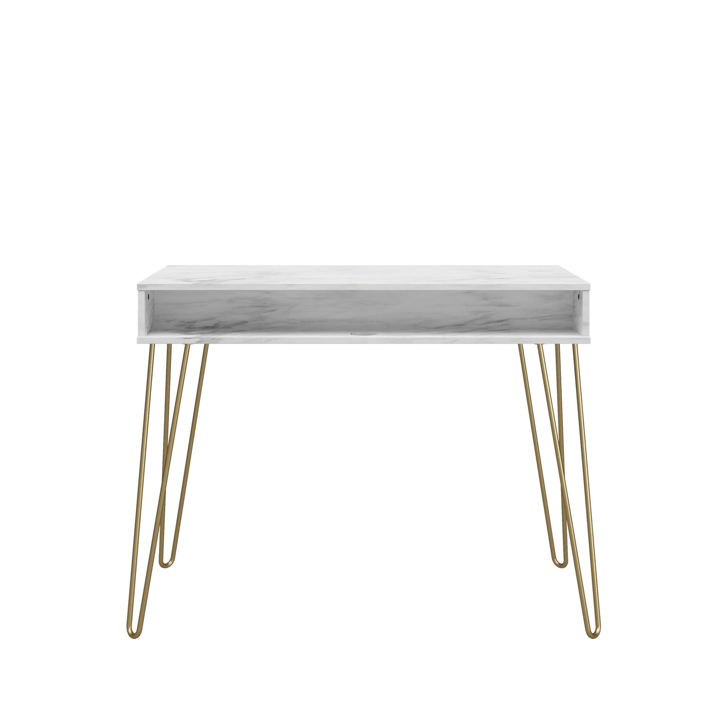 Athena Computer Desk with Storage - White marble