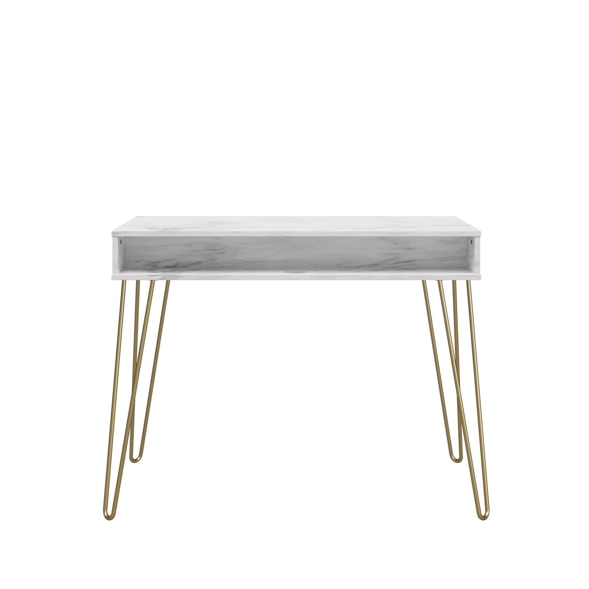 Athena Computer Desk with Storage - White marble