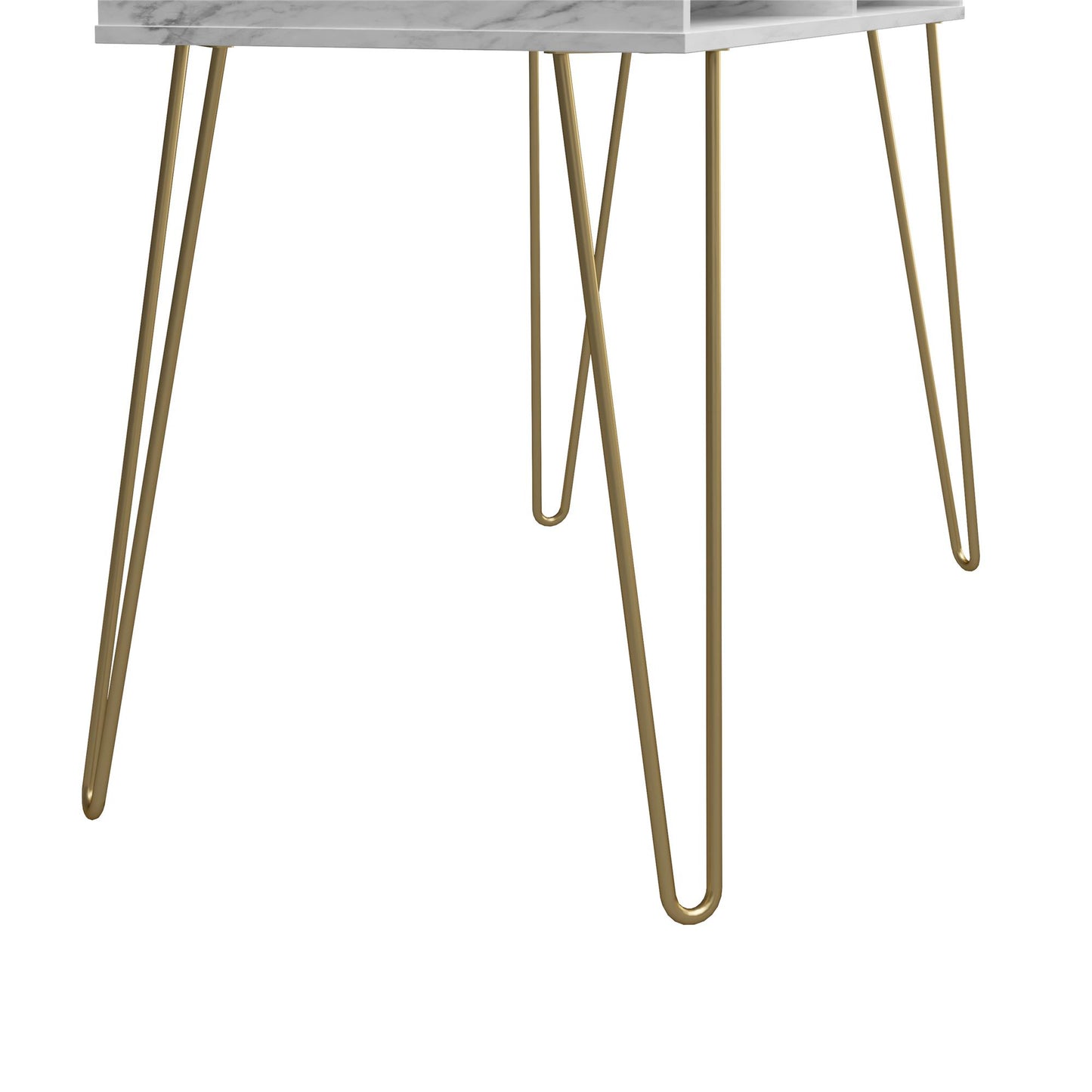 Athena Computer Desk with Storage - White marble