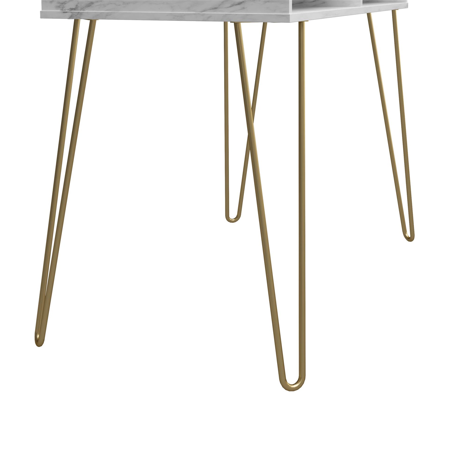 Athena Computer Desk with Storage - White marble