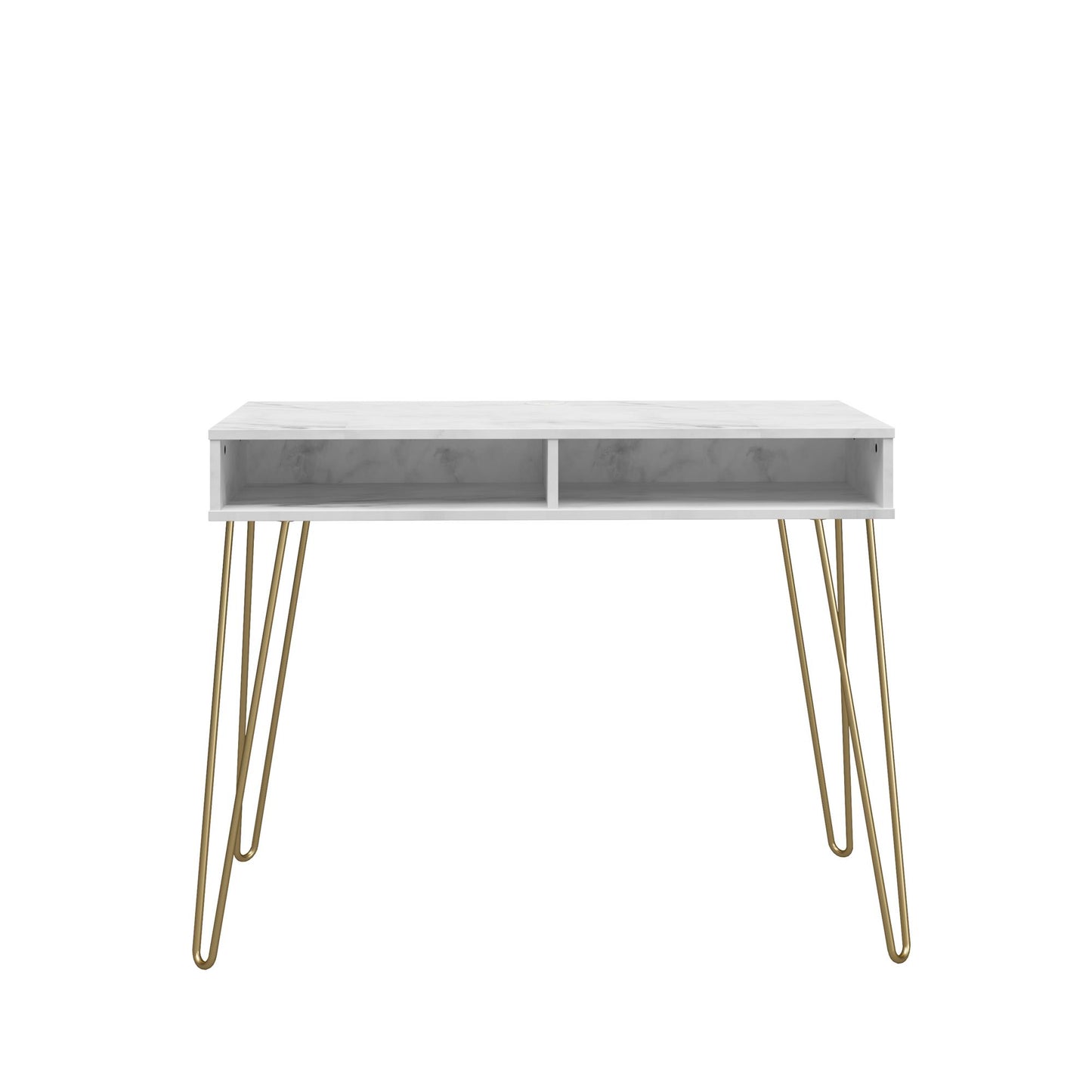 Athena Computer Desk with Storage - White marble
