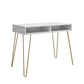 Athena Computer Desk with Storage - White marble