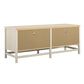 Lennon TV Stand for TVs up to 60 Inch with Faux Rattan and 2 Large Drawers - Ivory Oak