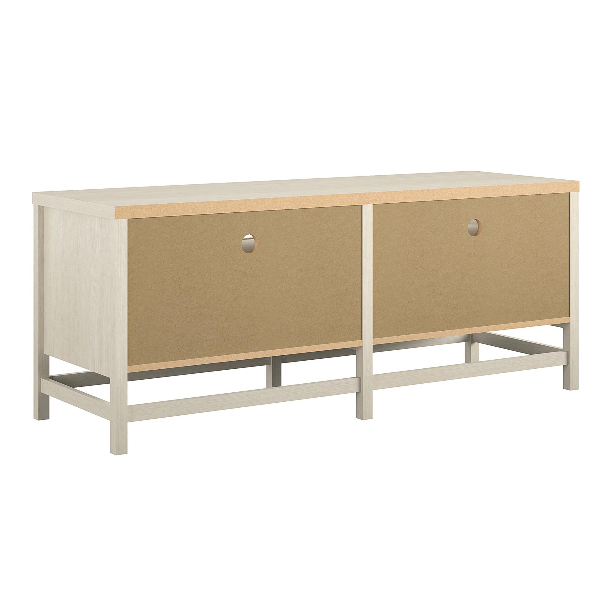 Lennon TV Stand for TVs up to 60 Inch with Faux Rattan and 2 Large Drawers - Ivory Oak