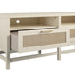 Lennon TV Stand for TVs up to 60 Inch with Faux Rattan and 2 Large Drawers - Ivory Oak