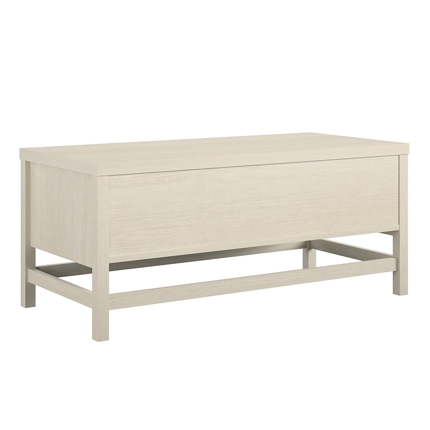 Lennon Coffee Table with Faux Rattan and Sliding Door - Ivory Oak