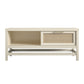 Lennon Coffee Table with Faux Rattan and Sliding Door - Ivory Oak