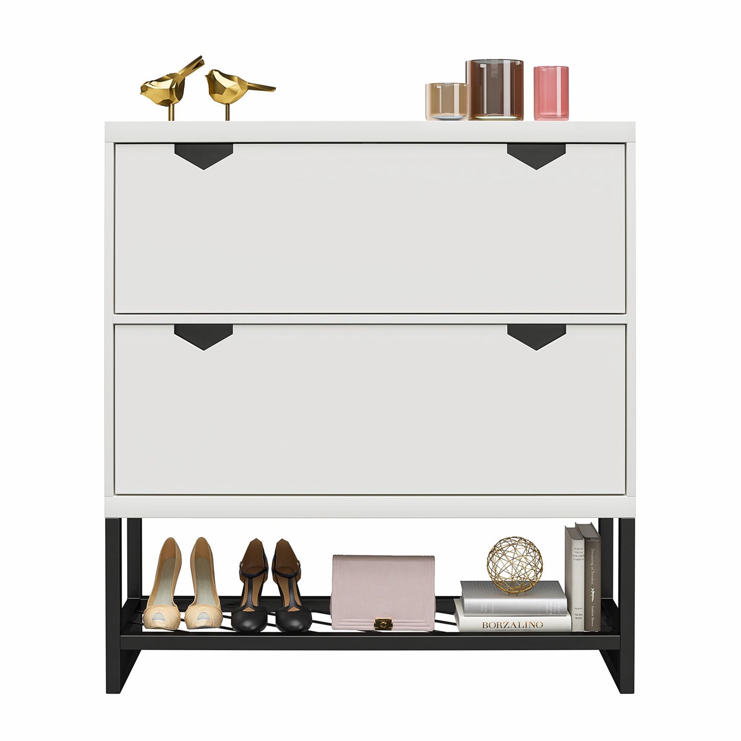 CosmoLiving by Cosmopolitan Brielle Entryway Shoe Storage, White - White