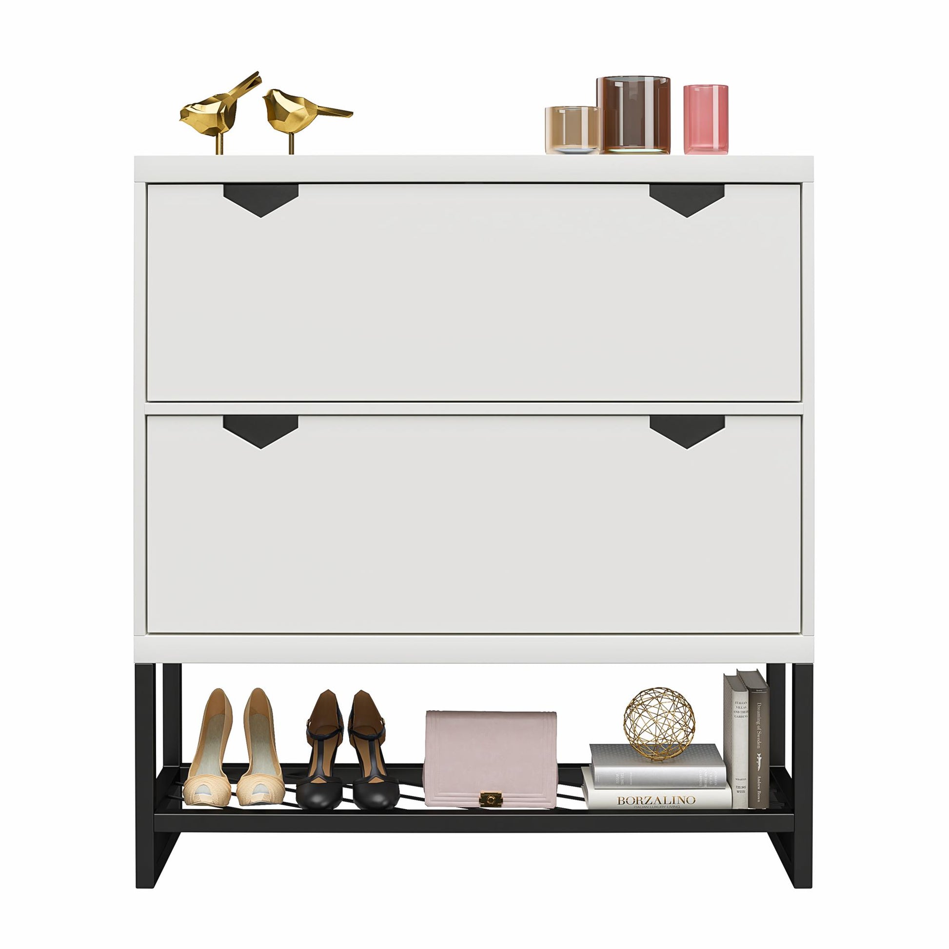 CosmoLiving by Cosmopolitan Brielle Entryway Shoe Storage, White - White