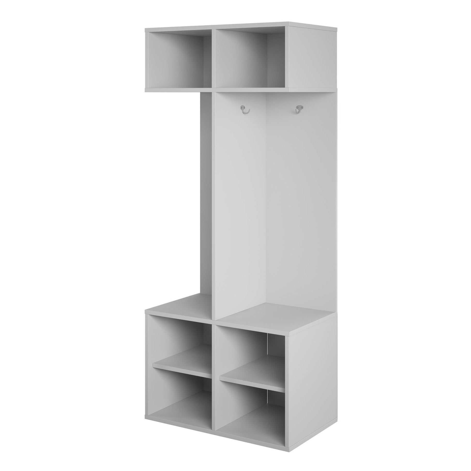 Jocelyn Kids Coat Rack with 6 Cube Storage and 4 Metal Hooks - Dove Gray