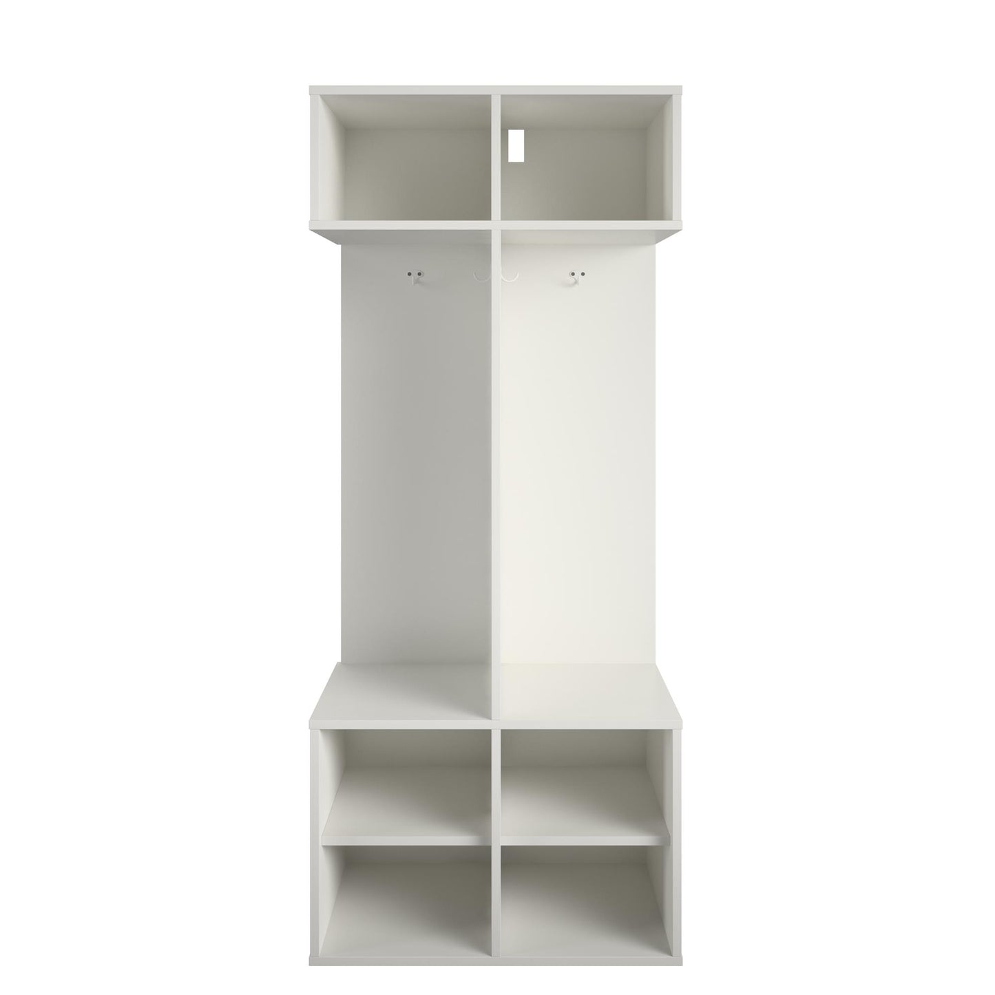Jocelyn Kids Coat Rack with 6 Cube Storage and 4 Metal Hooks - White