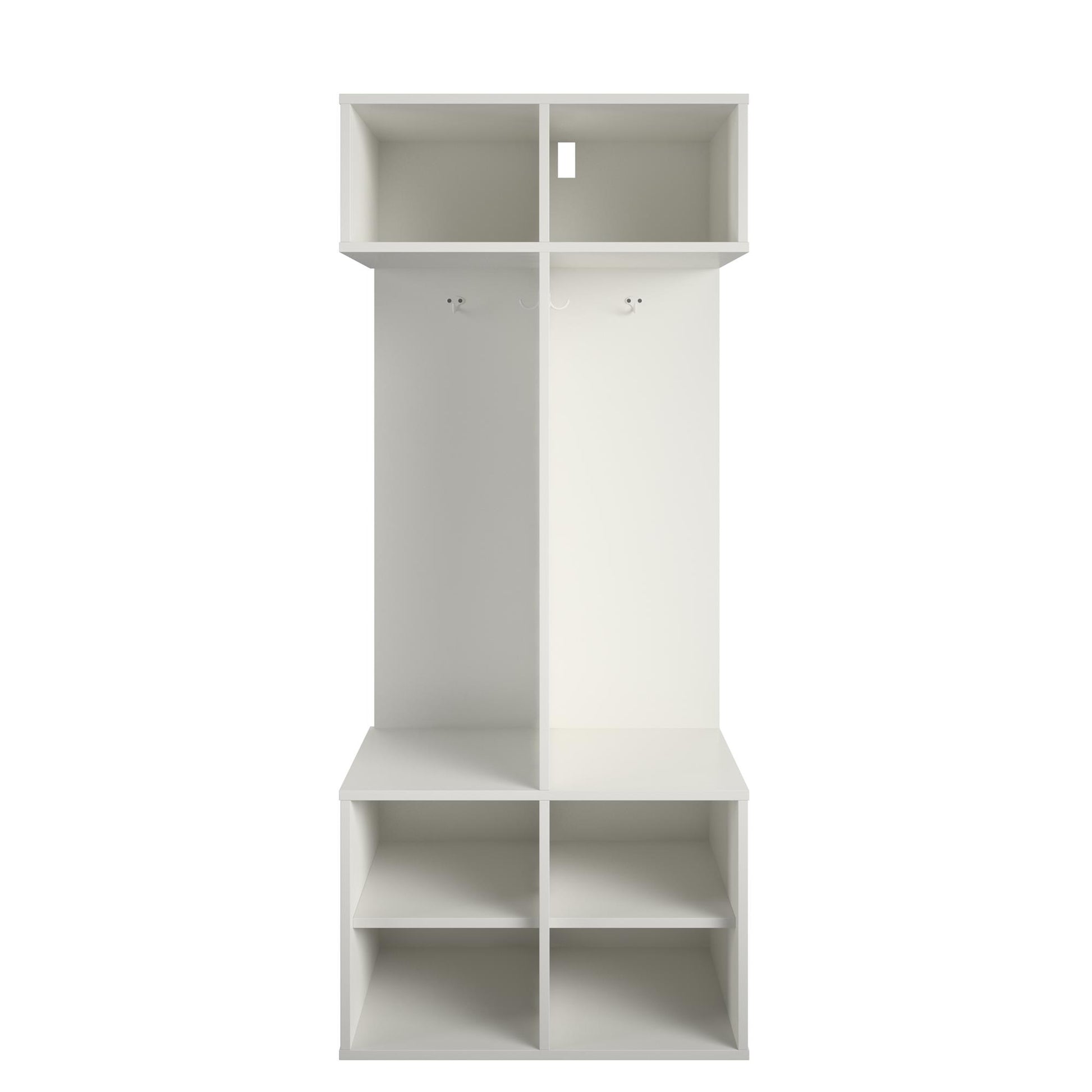 Jocelyn Kids Coat Rack with 6 Cube Storage and 4 Metal Hooks - White