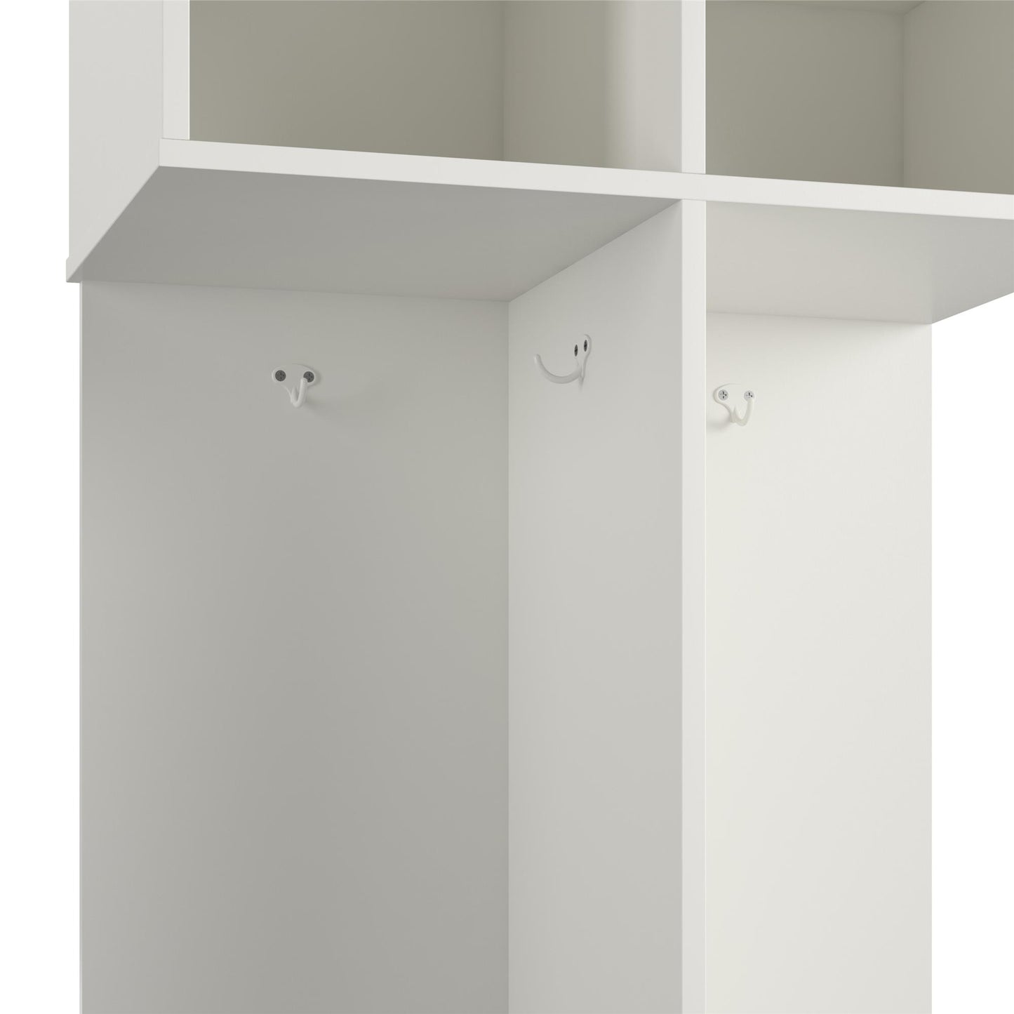 Jocelyn Kids Coat Rack with 6 Cube Storage and 4 Metal Hooks - White