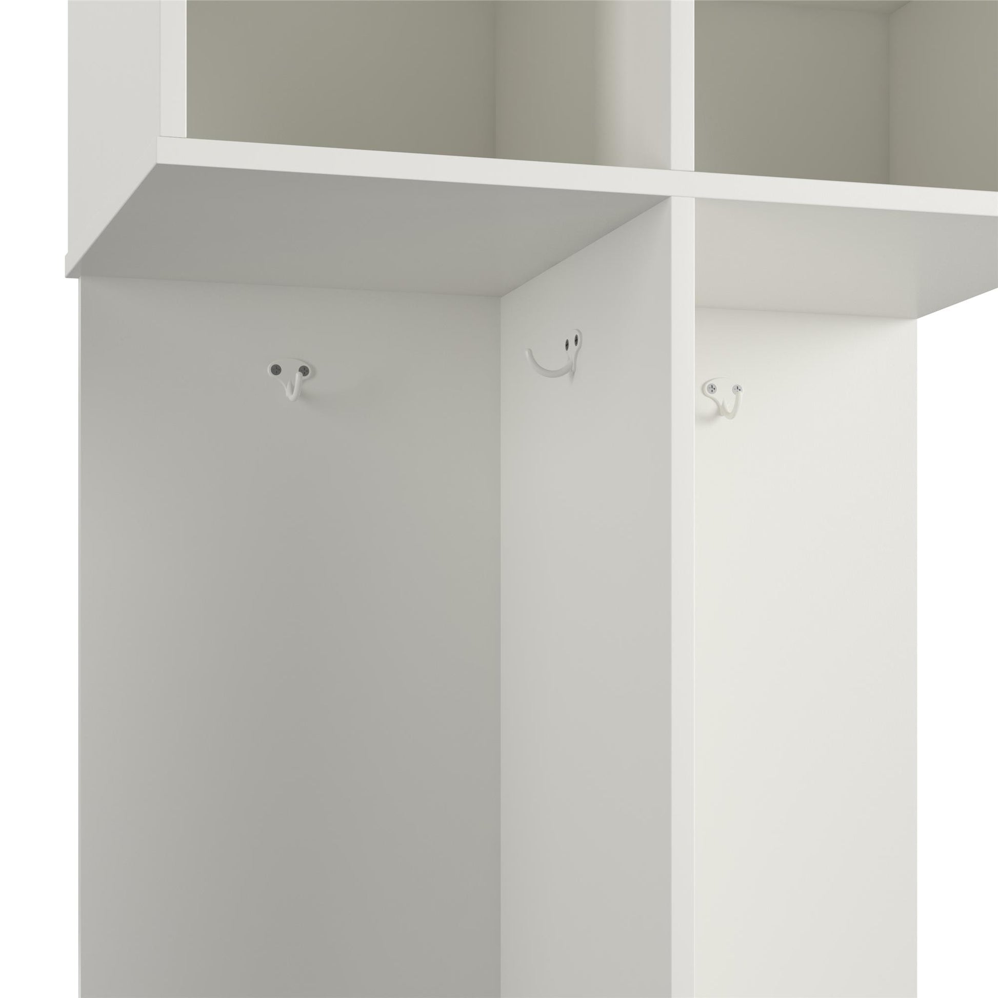 Jocelyn Kids Coat Rack with 6 Cube Storage and 4 Metal Hooks - White