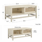 Lennon Coffee Table with Faux Rattan and Sliding Door - Ivory Oak