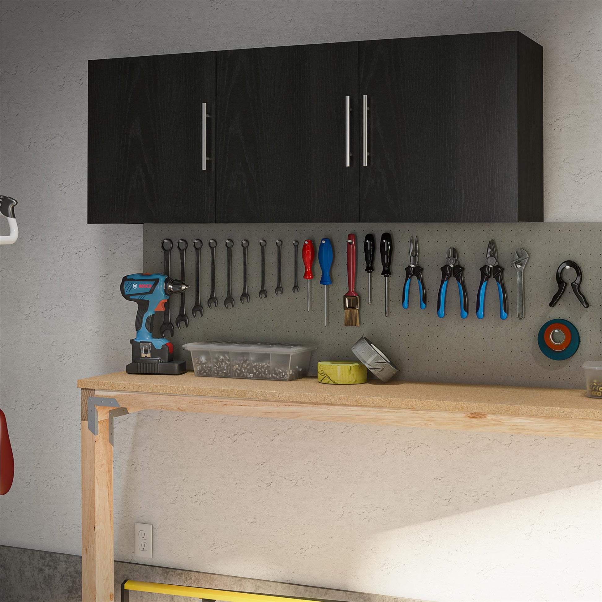 Camberly 54" Wall Cabinet, Black Oak - Black Oak