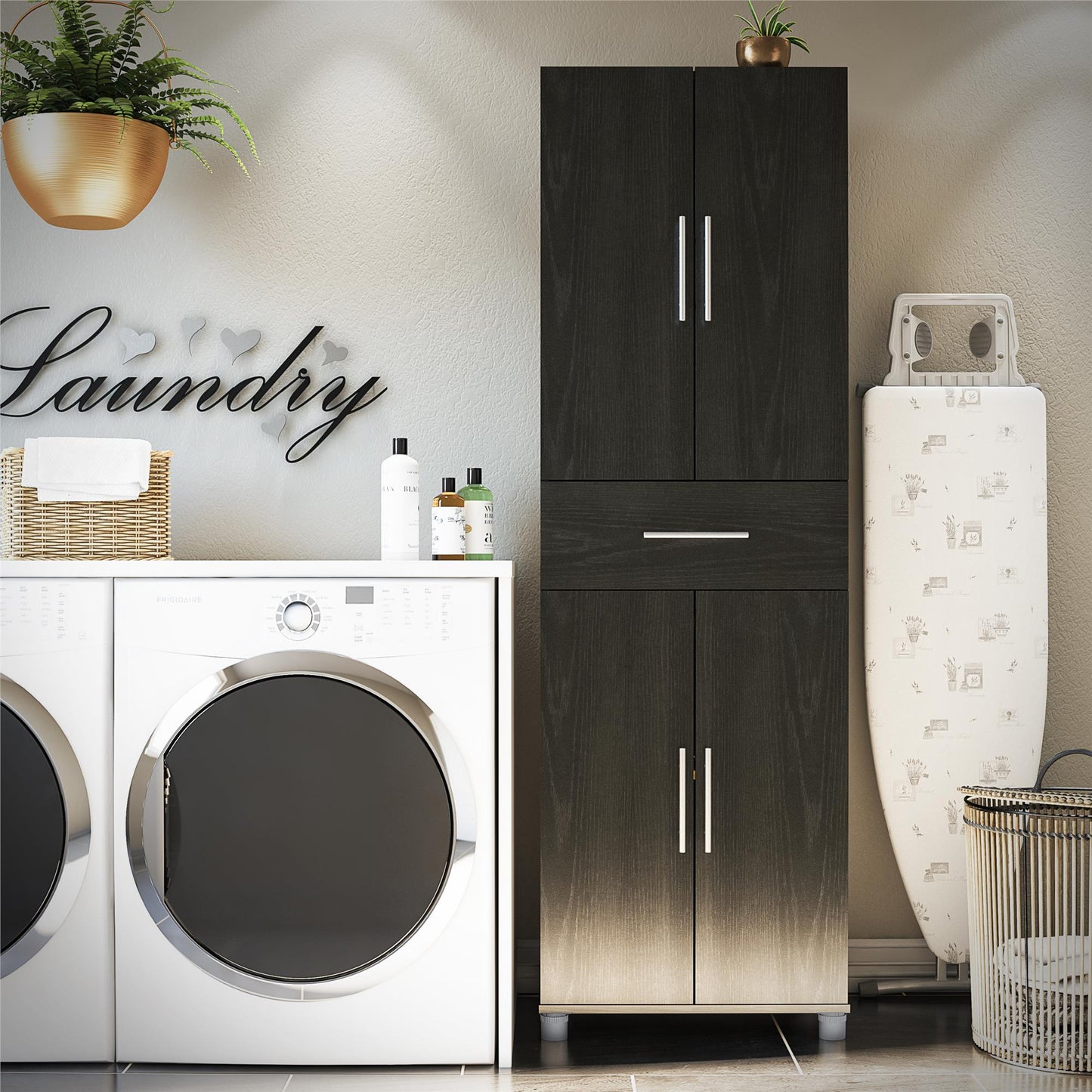 Camberly 4 Door/1 Drawer Storage Cabinet - Graphite Grey