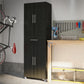 Camberly 4 Door/1 Drawer Storage Cabinet, Black Oak - Black Oak