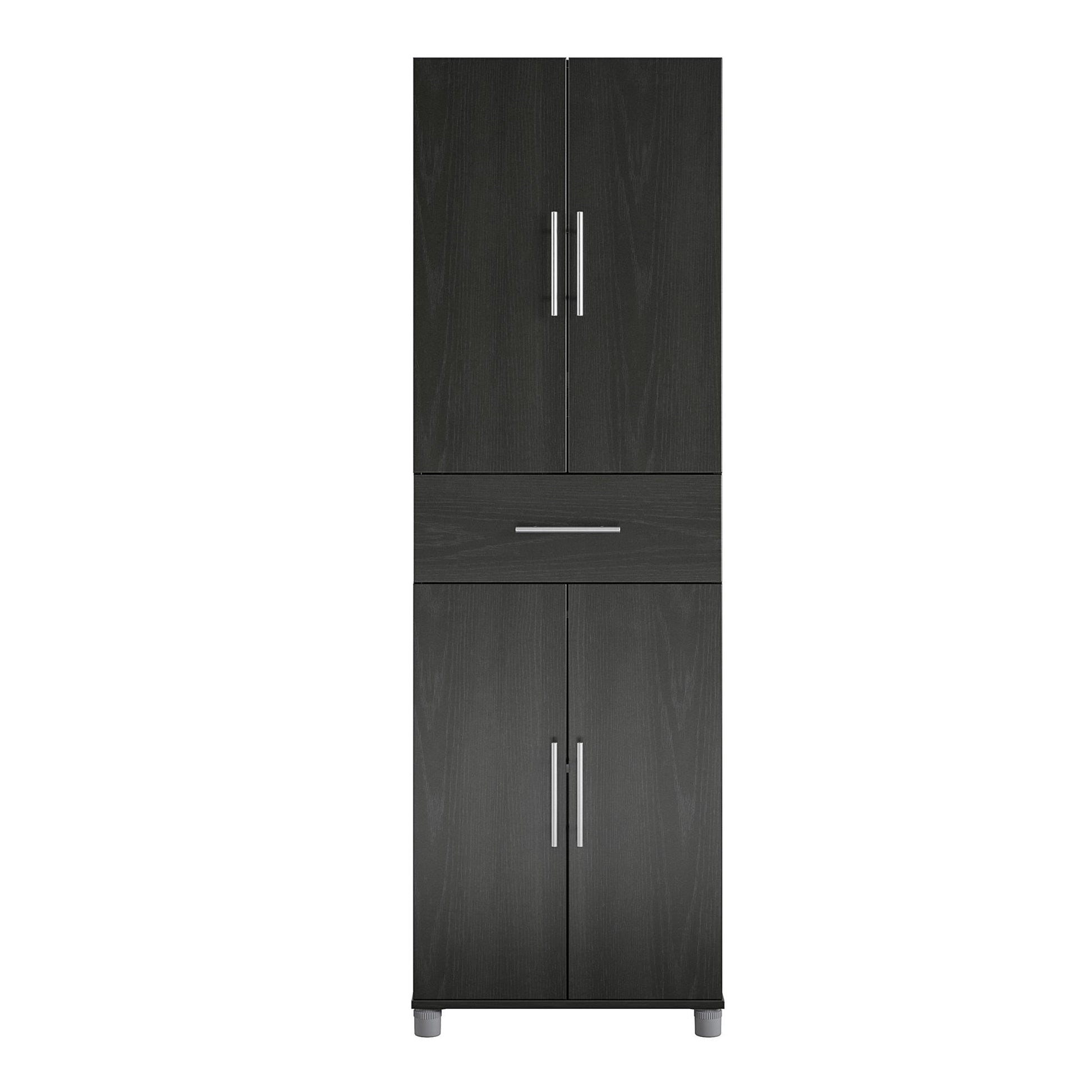Camberly 4 Door/1 Drawer Storage Cabinet, Black Oak - Black Oak