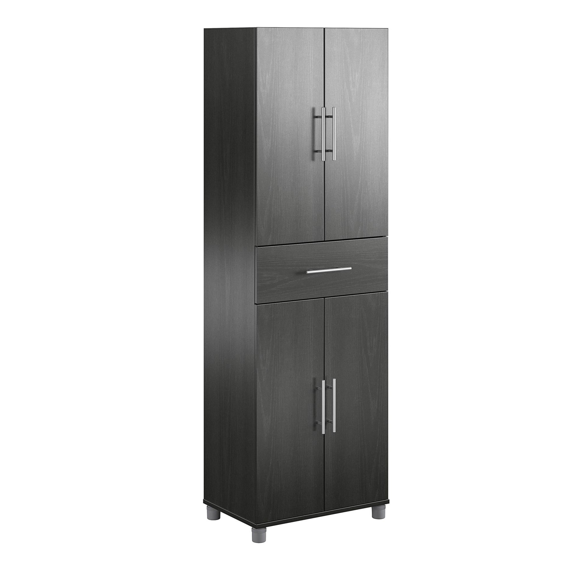 Camberly 4 Door/1 Drawer Storage Cabinet, Black Oak - Black Oak