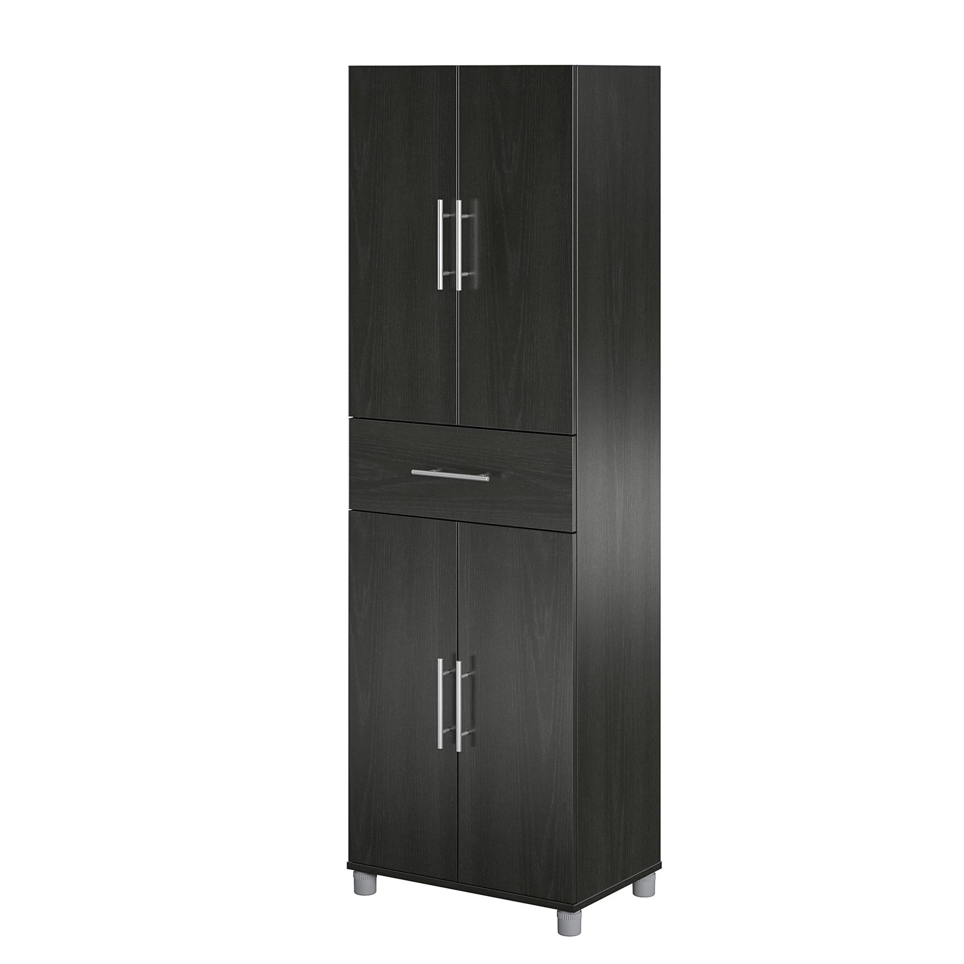 Camberly 4 Door/1 Drawer Storage Cabinet, Black Oak - Black Oak