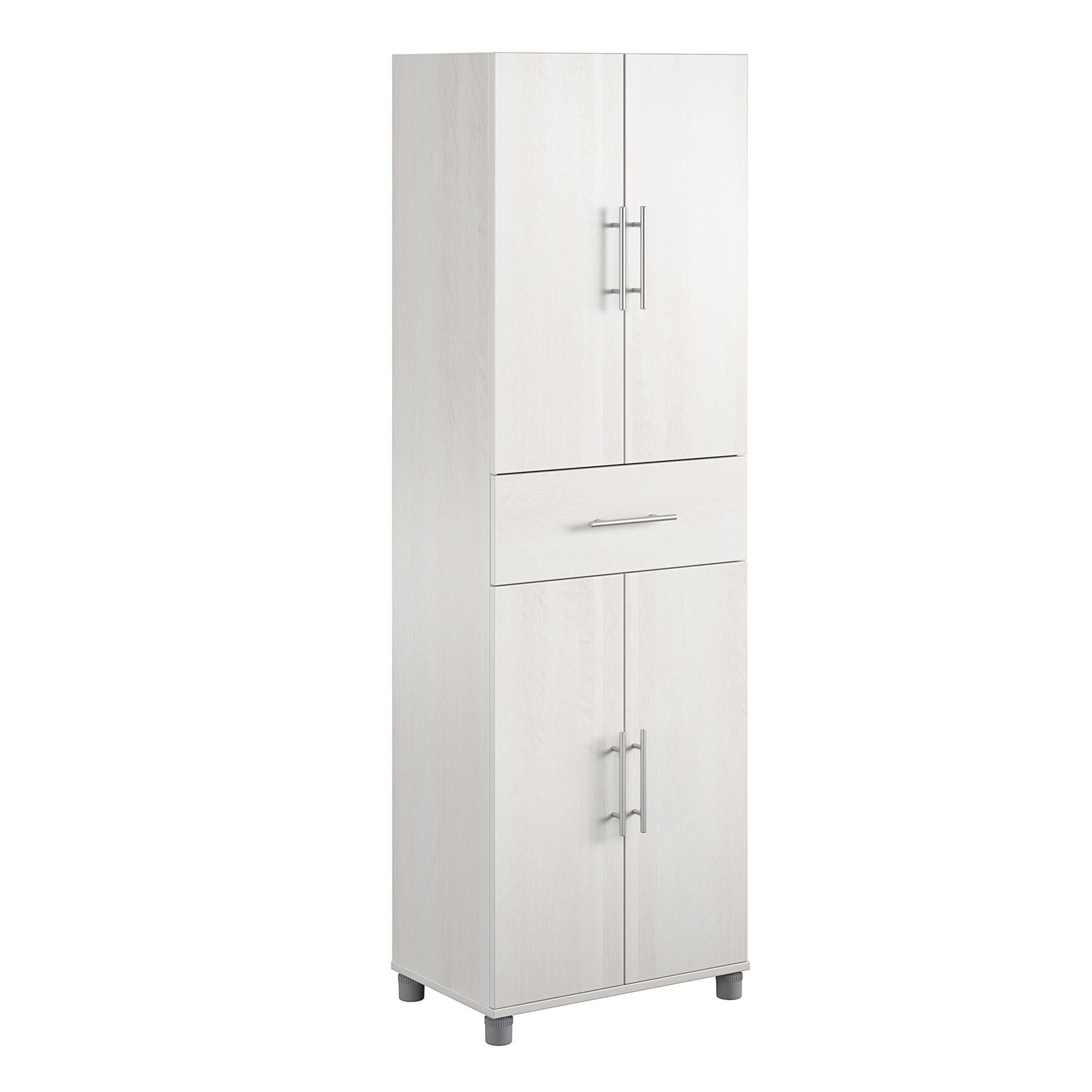 Camberly 4 Door/1 Drawer Storage Cabinet, Ivory Oak - Ivory Oak