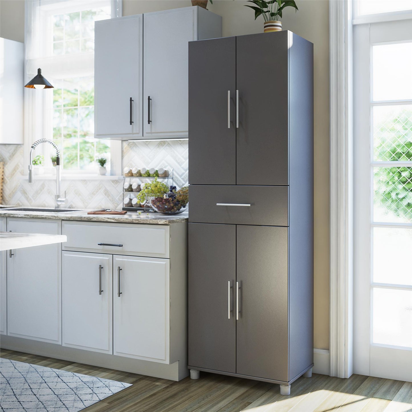 Camberly 4 Door/1 Drawer Storage Cabinet - Graphite Grey