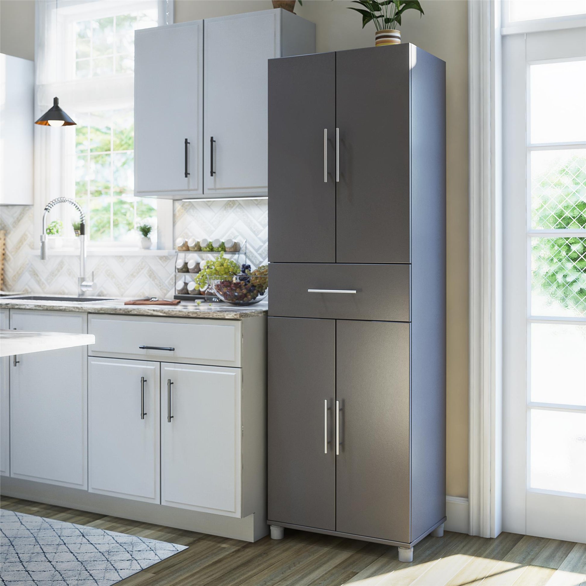Camberly 4 Door/1 Drawer Storage Cabinet - Graphite Grey