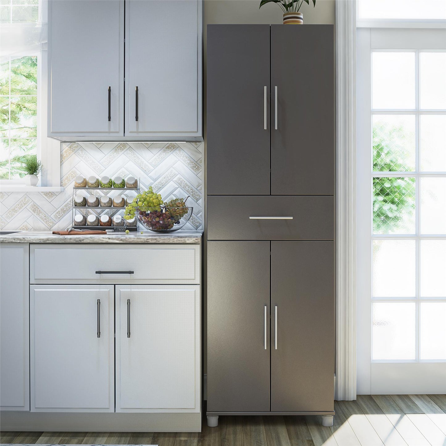 Camberly 4 Door/1 Drawer Storage Cabinet - Graphite Grey