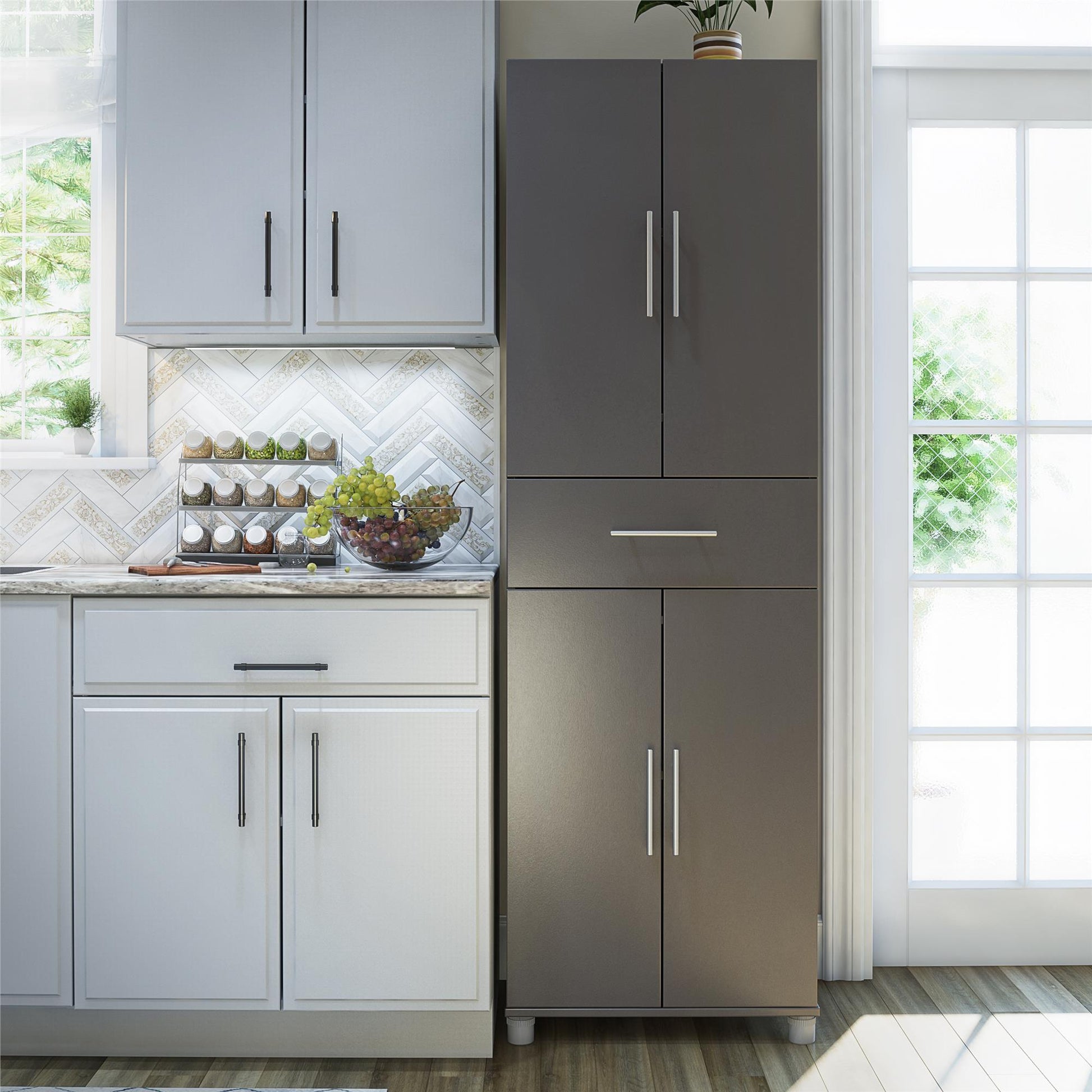 Camberly 4 Door/1 Drawer Storage Cabinet - Graphite Grey