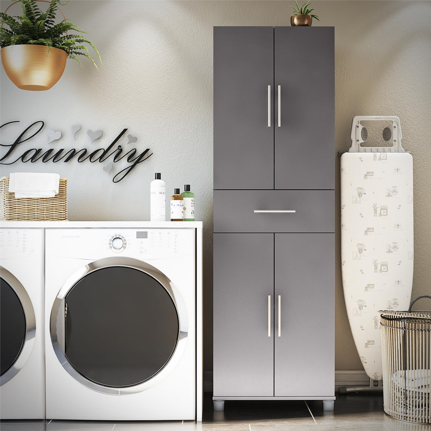 Camberly 4 Door/1 Drawer Storage Cabinet - Graphite Grey