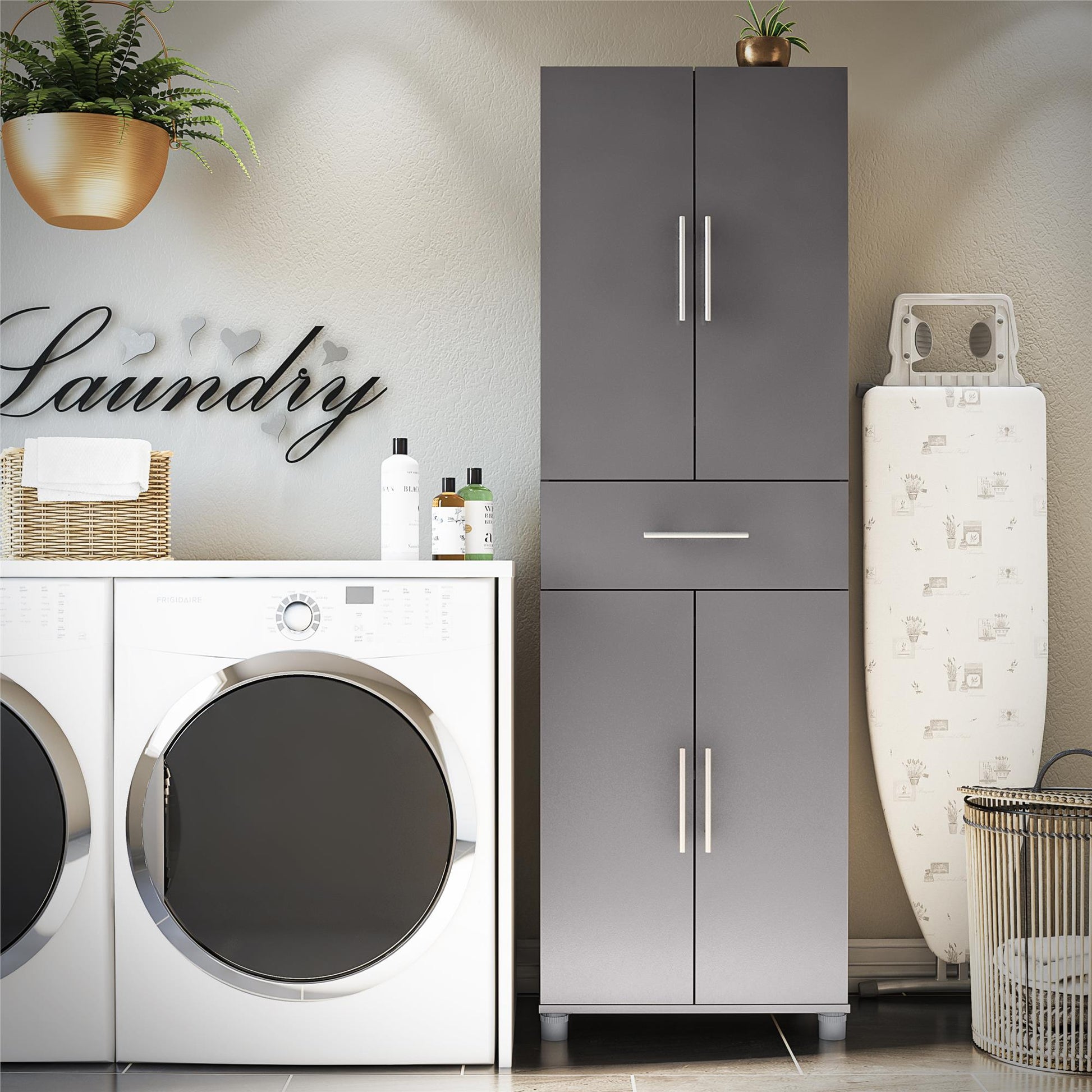 Camberly 4 Door/1 Drawer Storage Cabinet - Graphite Grey