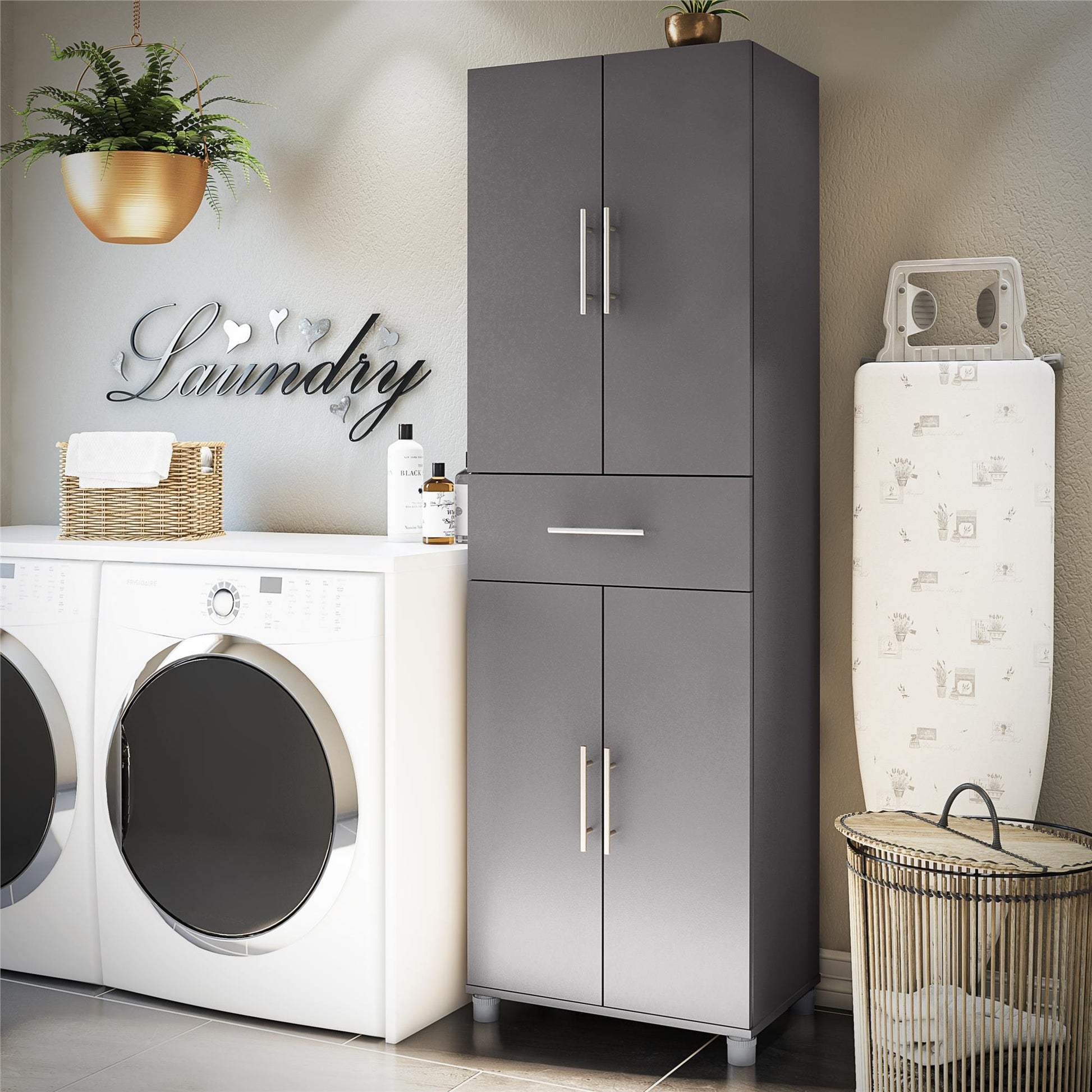 Camberly 4 Door/1 Drawer Storage Cabinet - Graphite Grey