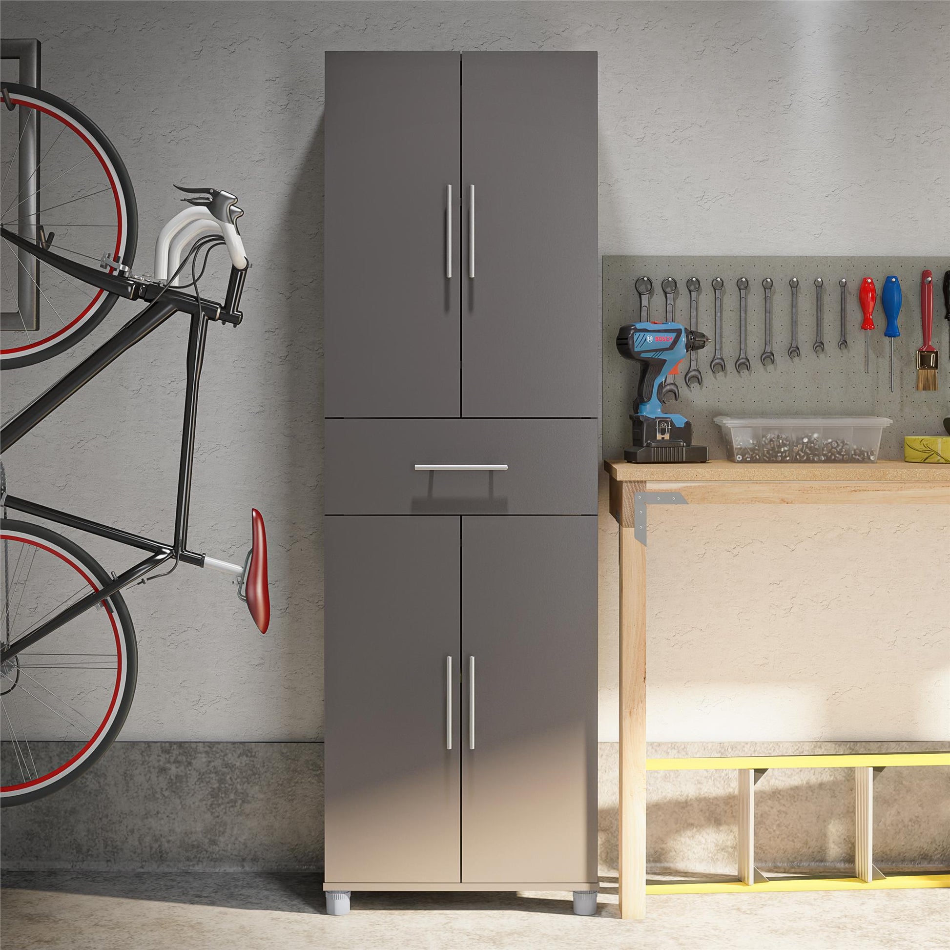 Camberly 4 Door/1 Drawer Storage Cabinet - Graphite Grey