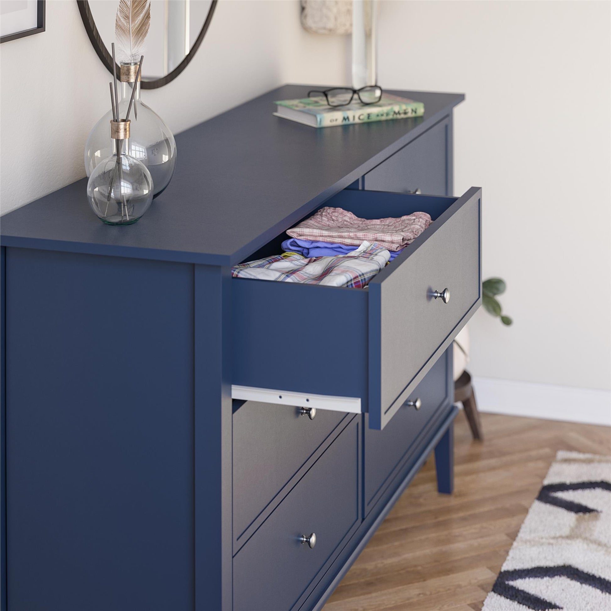 Franklin 6 Drawer Dresser with Durable Metal Slides - Navy